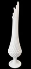 Vintage MCM Fenton White Hobnail Milk Glass Swung Vase On Pedestal 15”