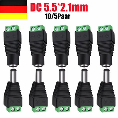 Netzteil Kupplung Netzadapter DC Power Jack Stecker 2,1x5,5mm für Audio CCTV LED