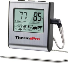 ThermoPro TP16 Large LCD Digital Cooking Food Meat Thermometer Light Silver 