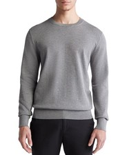 Calvin Klein Mens Supima Long Sleeve Classic Crew Neck Sweater Grey Size S NWT