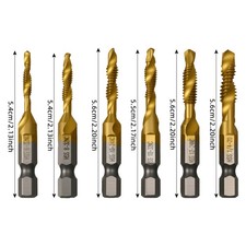 6Pcs SAE Drill Tap Set 3-in-1 HSS 4341 Titanium Drilling Tapping Deburring Tool