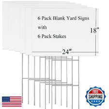 Blank Yard Signs with Stakes, 6 Pack Lawn Signs 18x24 Inches, Custom Double Side