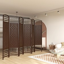 6 Panel Folding Room Divider Privacy Screen Room Separator Brown, Refurbished