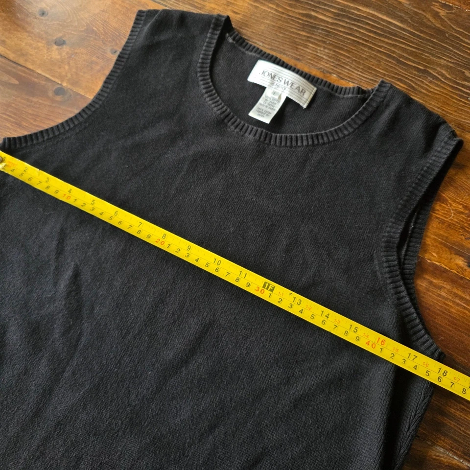 Jones Wear 运动黑色无袖针织上衣女式大号休闲 — 第 3/4 张图片