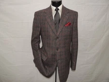 Bespoke Hart Schaffner Marx Men's  Custom Made Red Plaid Jacket Coat  42 XL