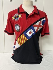 Polo Shirt 1/4 Button Women sz XL Red White Blue KRISP Nautical Yacht Club