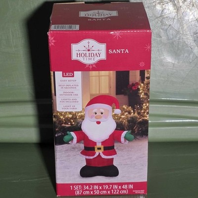 Holiday Time 4 ft Santa Claus Christmas Airblown Inflatable LED Yard Decor NEW