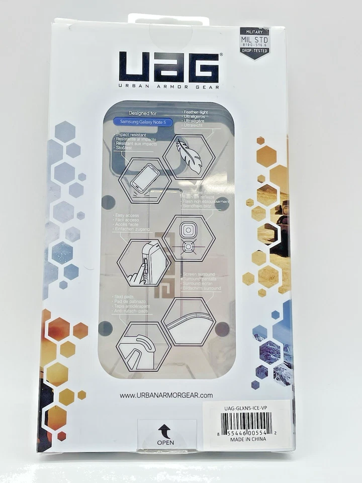 UAG 外壳 保护套 适用于三星 Galaxy Note 5 保护膜 - 透明/黑色 - 全新 — 第 2/4 张图片