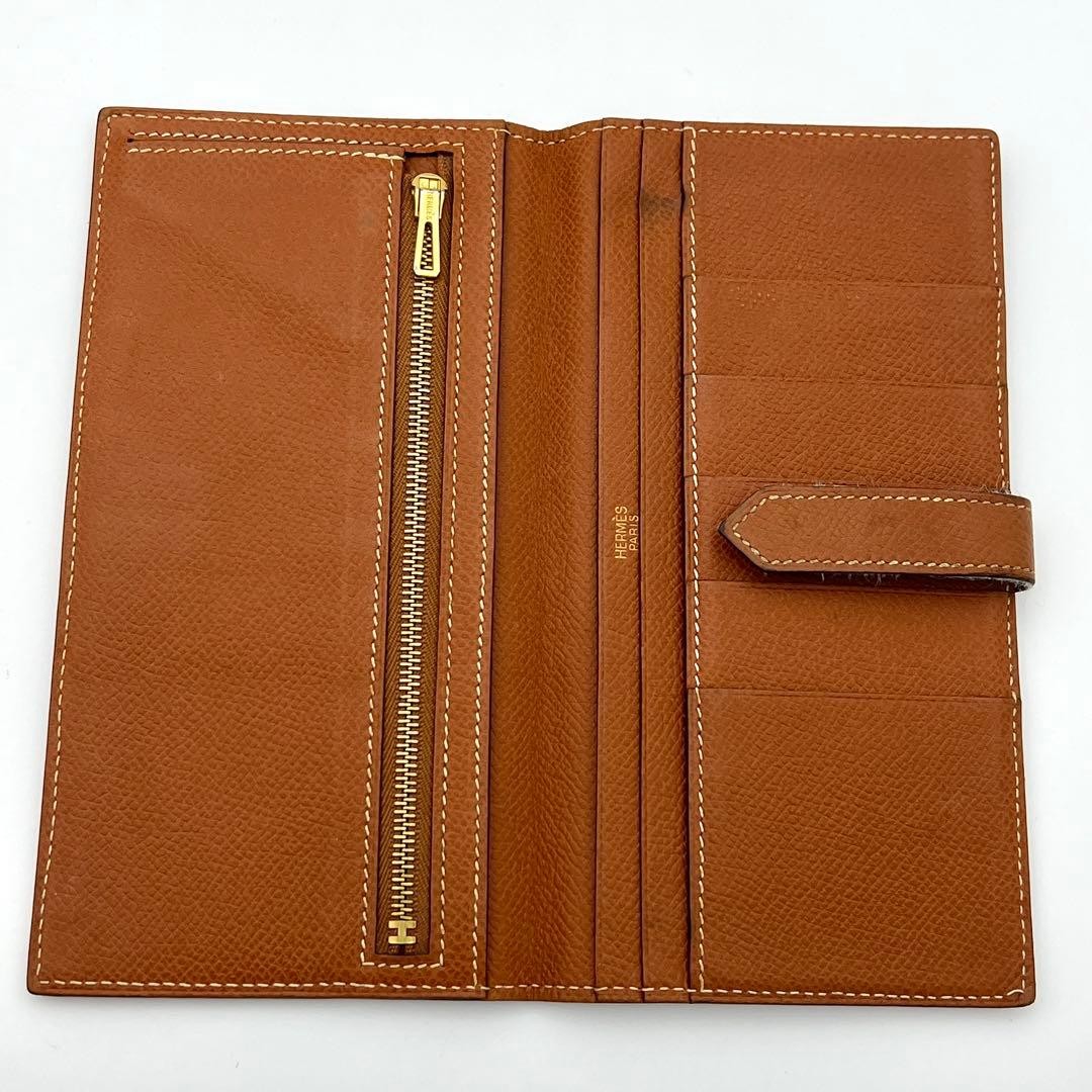 Hermes Bearn Classic Long Wallet Gold Leather Vintage Collector Item thumbnail 7