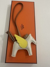 HERMES Rodeo Pegase PM charm Lambskin Craie C...