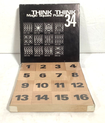 Vtg Think Think Magic Square 34 Puzzle Game by Skor-Mor factory sealed blocks