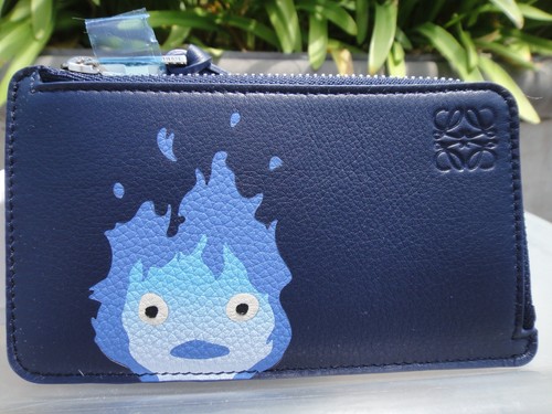 Loewe x Ghibli Howl's Moving Castle Calcifer Card Holder Coin Case, Blue, NIB