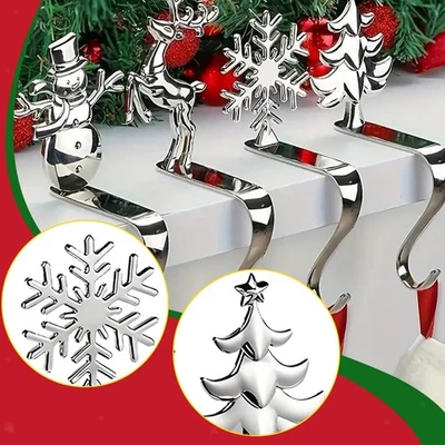 Lot de 4 supports de chaussettes de Noël, décorations de Noël, cintres de - Photo 1/4