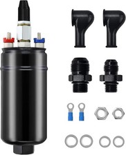 Black 300lph Universal External Inline Electric High Pressure Fuel Pump Kit E85