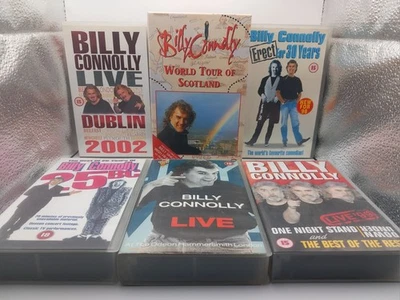 6 BILLY CONNOLLY VHS VIDEOS inc STAND UP SHOWS AND DOUBLE WORLD TOUR OF SCOTLAND - Image 1 of 4