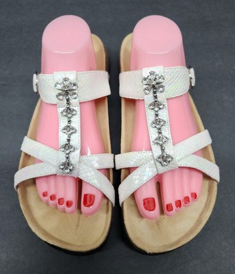 BETULA by Birkenstock Womens Size 11 White Shimmer Leather Bling - Main Image