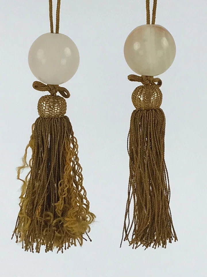 Japanese Agate Stone Hanging Scroll Weights Fuchin Kakejiku Yellow Tassel FC320 - Image 3 of 4