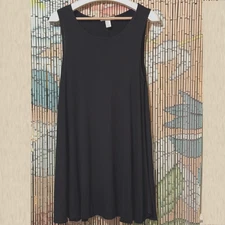 Forever21 Jersey A-Line Mini Swing Tank Dress, Black, Medium