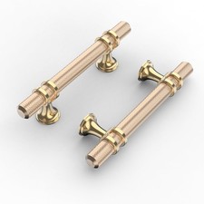 10 Pack 3" 76mm Gold Cabinet Pulls Knurled Kitchen Cabinet Handles Drawer Pu...