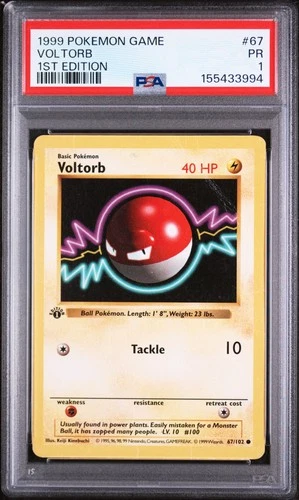 1999 POKEMON BASE SET 1ST EDITION #67 VOLTORB PSA 1