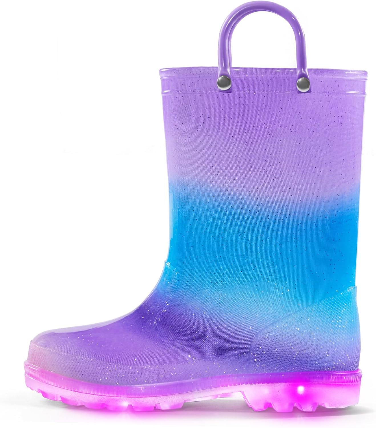Kids Rain Boots, Waterproof Light up Boots with Easy-On Handles-image