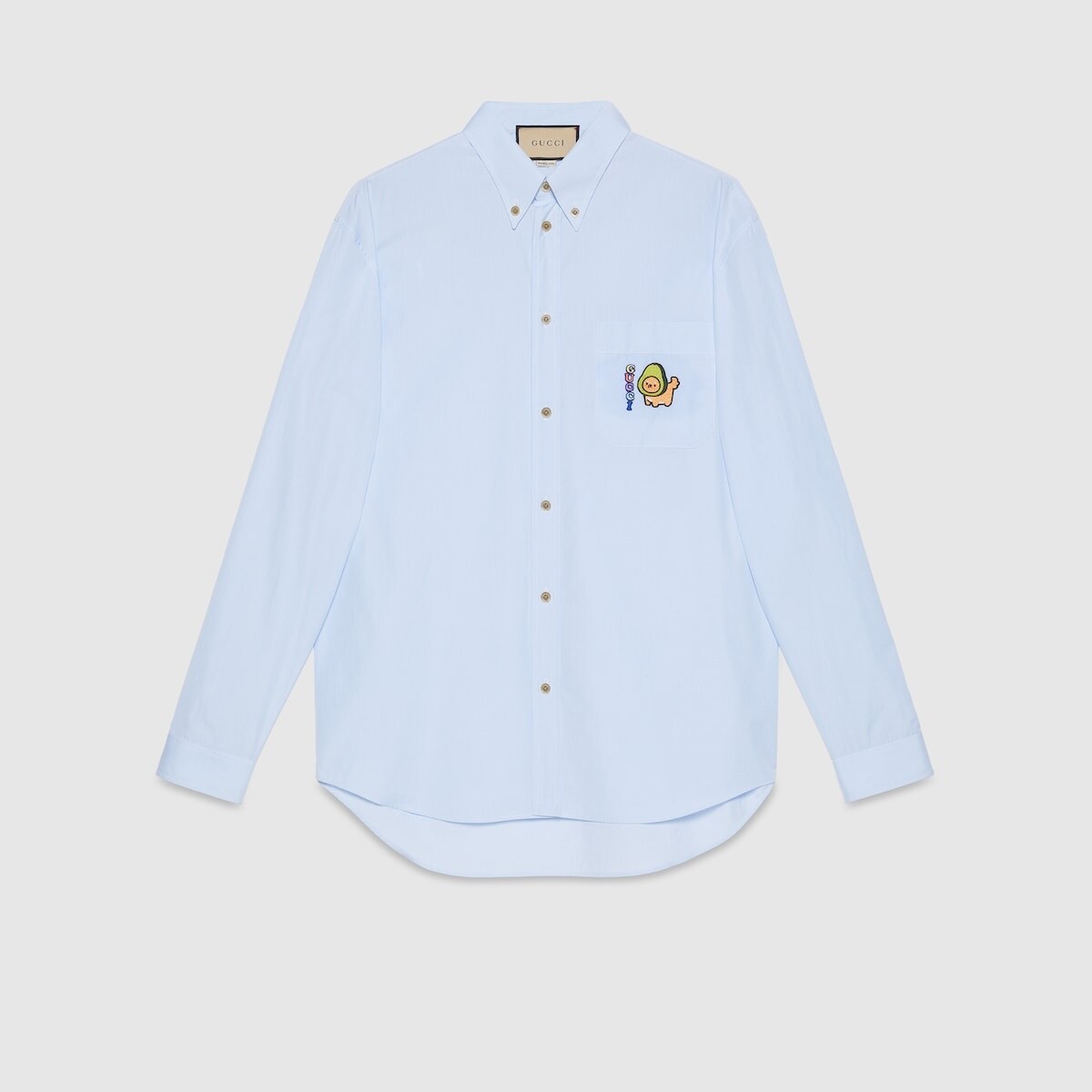 size 48 M Gucci Blue Cotton Pikarar Animal Avocado Embroidery