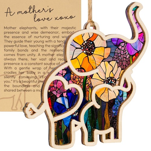 Motherhood Elephant Easter Ornament with Story Card, Sisterhood Gifts Pink