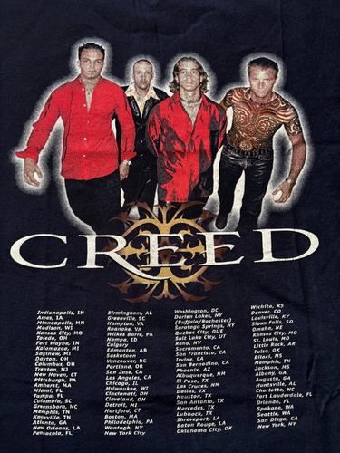 Vintage Creed T-Shirt Medium Navy 2000s Y2K Tour Band Double Sided Graphic - Picture 5 of 7