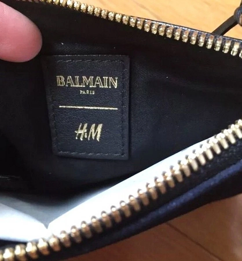 BALMAIN Paris x H+M Women's Small Suede & Leather Clutch / Cosmetic Bag Blue NWT - Image 2 of 4