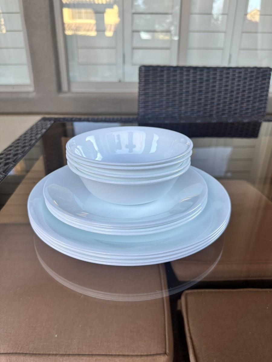 Corelle Vitrelle 12-Piece Dinnerware Set Dinner Plates, Salad