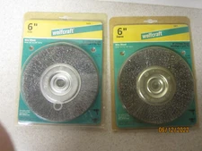 LOT OF 2 WOLFCRAFT 6 " COARSE FINE WIRE WHEEL # 1421 1422 NOS 1/2 AND 5/8 BORE