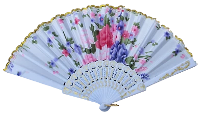 Weiße Blumen Stoff Kunststoff Sommer Kühlend Deko Spanischer Stil Handfächer
