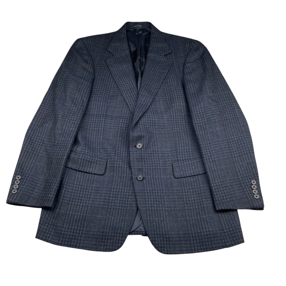 Blazer Lord & Taylor Para Hombre 100% Lana Tweed 2 Botones Azul Marino/Rojo Cuadros • 40L Foto 2 de 4
