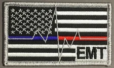 Thin Red Line EMT Emergency Medical Technicians flag patch