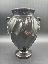 Vintage Black florist Haeger pottery vase 9" Tall