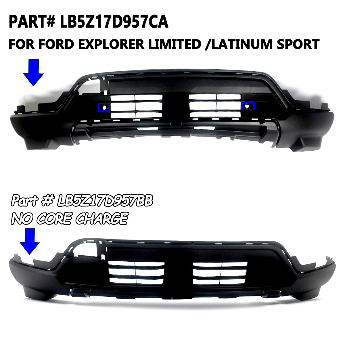 Front Lower Bumper Cover For 2020-2023 Ford Explorer Limited Sport
