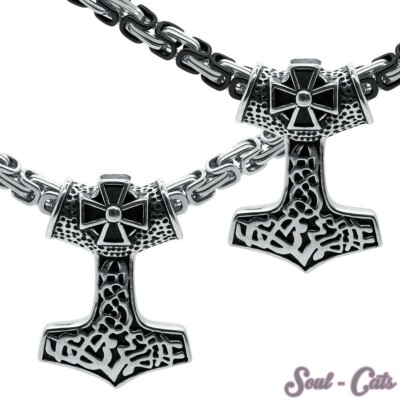 Thorshammer Anhänger Königskette Thors Hammer Thor Mjölnir Mjöllnir Edelstahl 