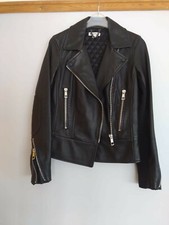 Whistles Black Leather Biker Jacket Size 4