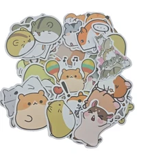 Glossy Hamster Stickers 50 Pieces Anime Kawaii Manga Furry Animals Shiny Finish