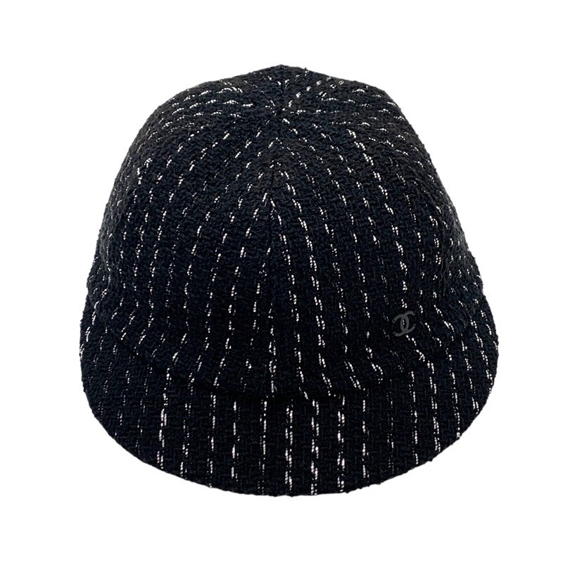 AUTH CHANEL NEWSBOY HAT HERE MARK TWEED BLACK M SIZE HEAD:55.5CM