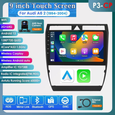 2G+64G Android 13 For Audi A6 C5 S6 1997-2004 GPS Carplay Car Stereo Radio FM BT