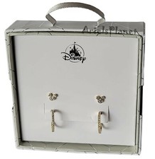 Disney Parks Mickey Mouse Gold Color Stud  Hoop Earrings Set