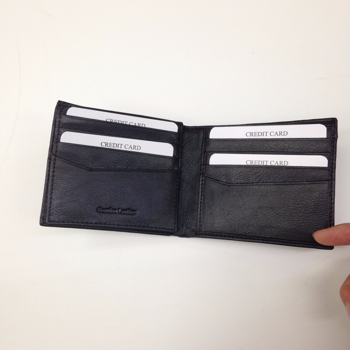 Genuine Leather Bifold Black Brown Wallet IDHolder Card Case Made