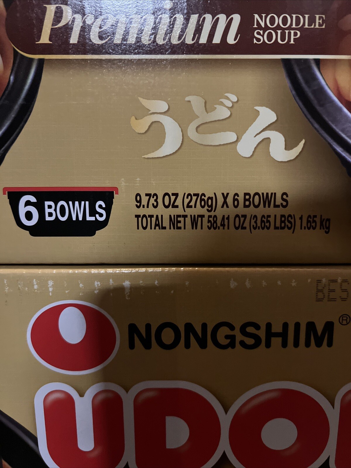 Nongshim Pre-Cooked Udon Savory Soy Premium Noodle Soup Bowl, 9.73oz Ct, 2-Pack