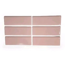 6 Pieces Vintage KY Pink Ceramic Tile Edge Pieces 2"x6"