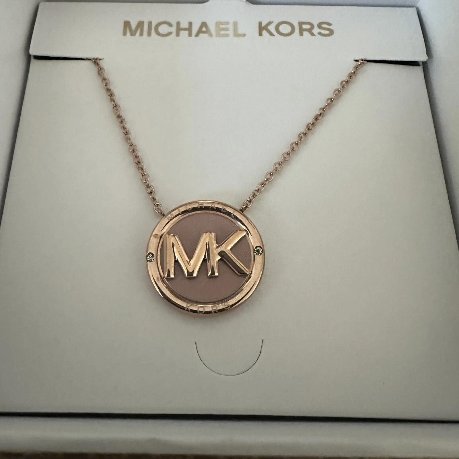 Collana Logo Michael Kors Oro Rosa Colore Rosa Rosa Rosa MKJX7872791 Nuova con scatola