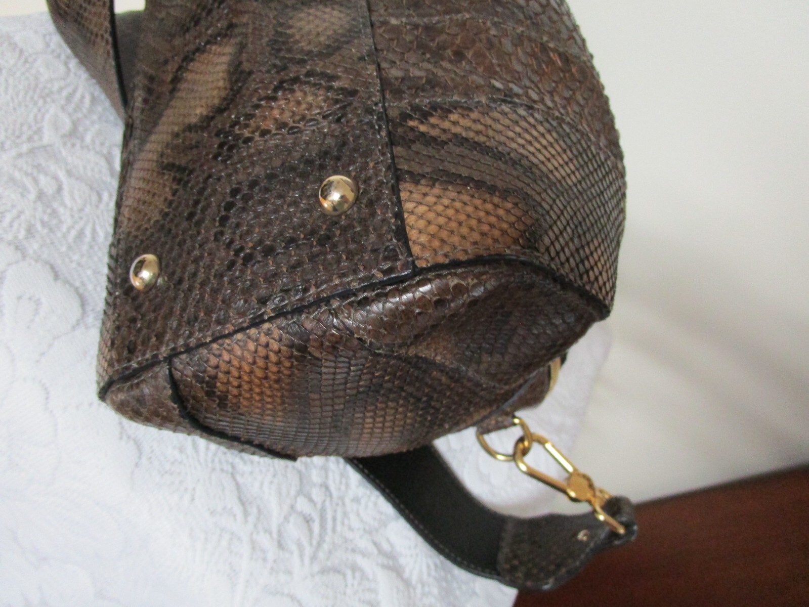 Vintage Furla Python Brown Leather Large Satchel … - image 12