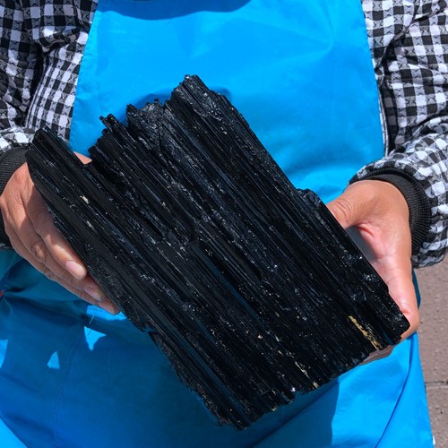 8.77LB Large Natural Black Tourmaline Crystal Gemstone Rough Mineral Specimen - Picture 4 of 19