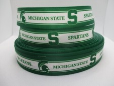 Michigan State Spartans on 7/8" Grosgrain Ribbon YOUR CHOICE 5 or 10 Yard Univ 