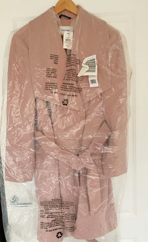 COLE HAAN Signature Plus Size Womens Slick Wool Blend Wrap coat,UK Size XL 18-20 - Image 4 of 4